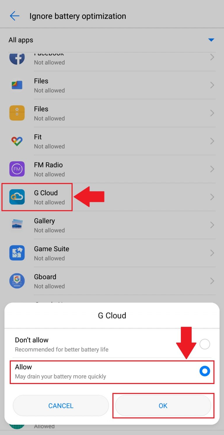 How To Ignore Battery Optimization For G Cloud Application On Huawei