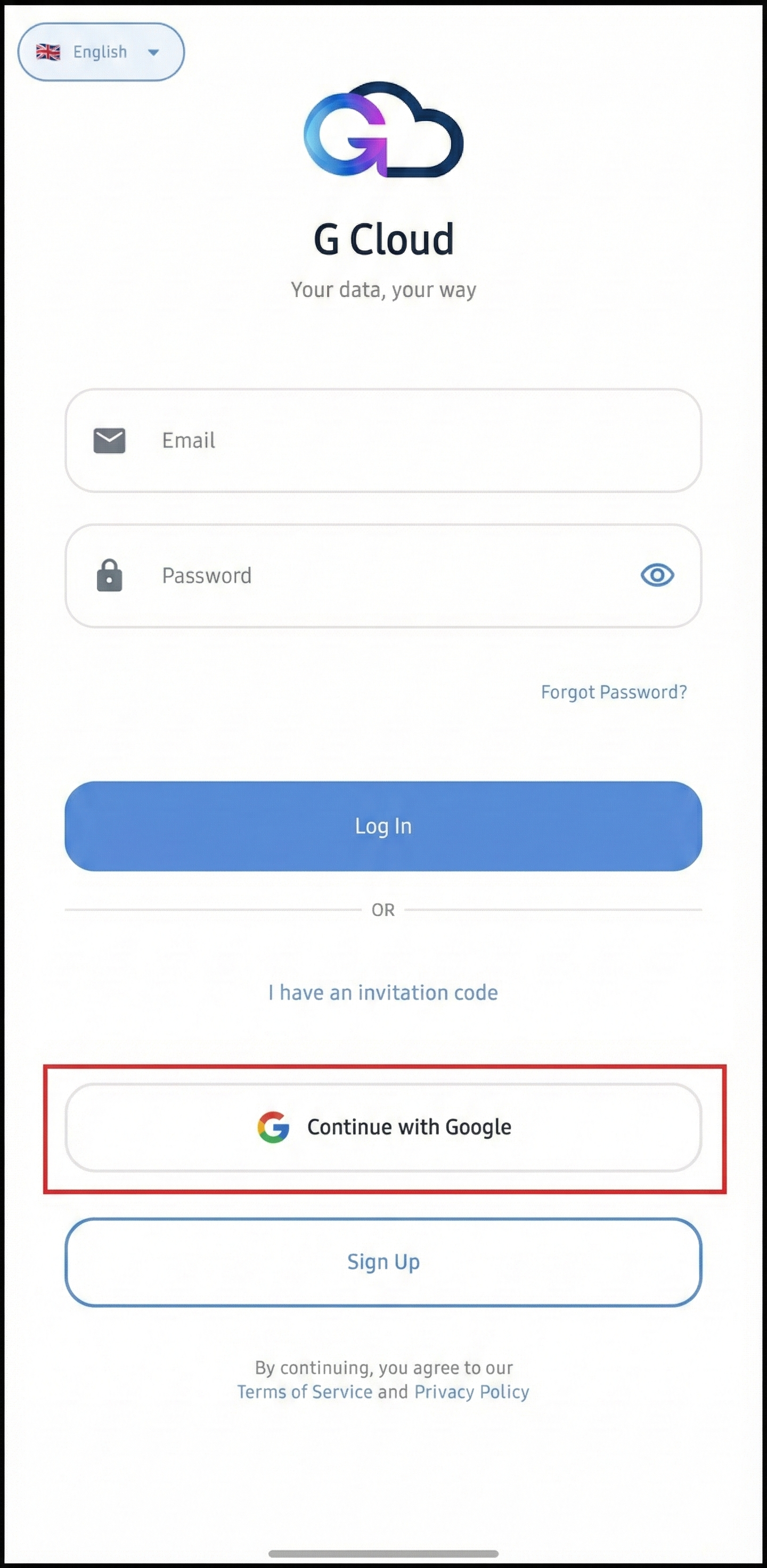 Continue with Google button