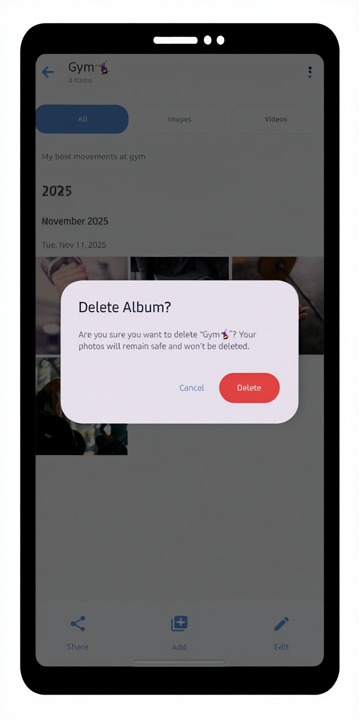 Delete Album Confirmation Message