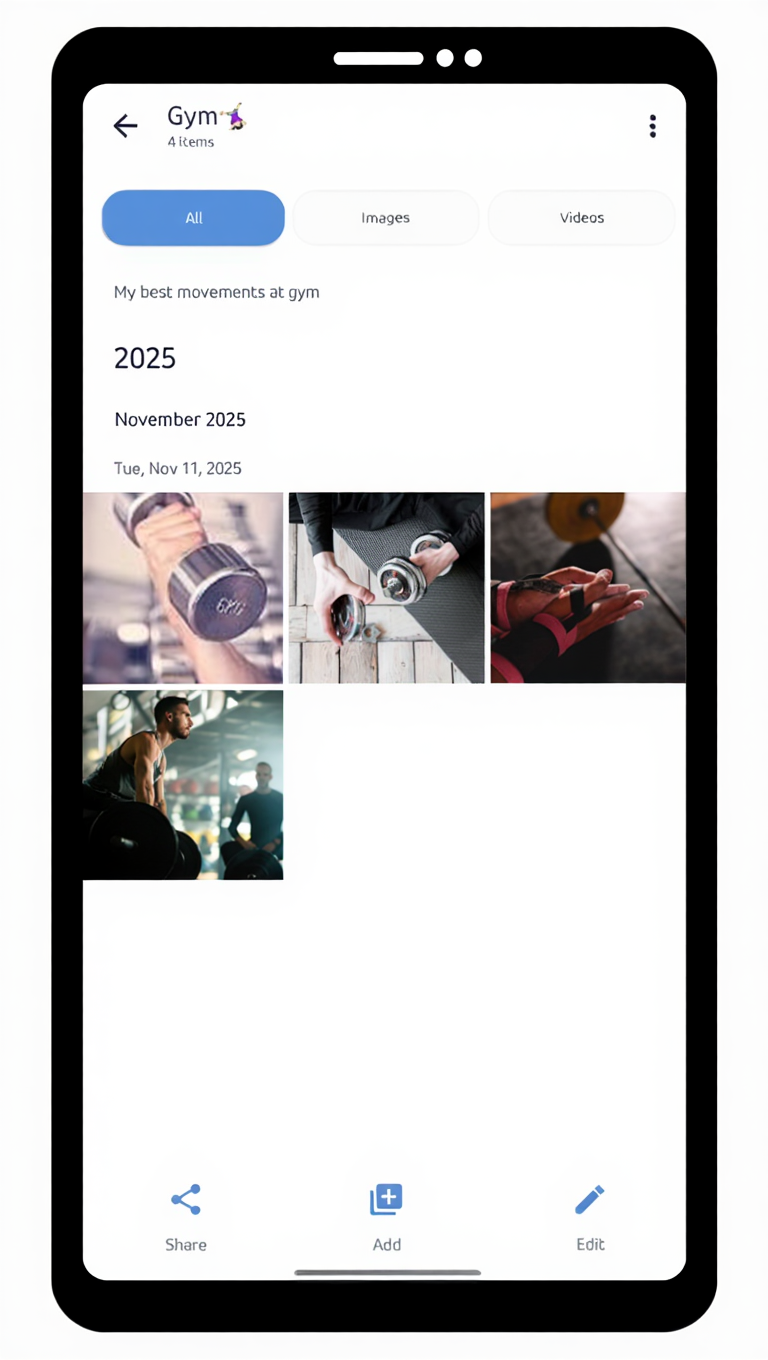 The Add option inside album